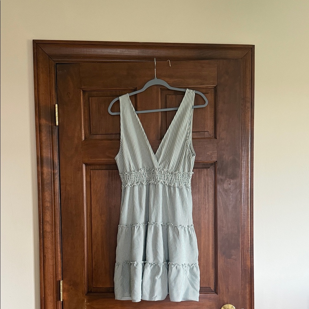 American Eagle Outfitters Green Striped Mini Dress